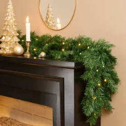 EMINZA Ghirlanda In Abete Artificiale-Ghirlanda luminosa di abete (180 cm - D25) Reale Verde e bianco caldo