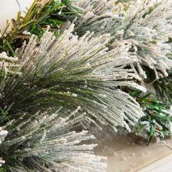 EMINZA Alberi Di Natale Grande Dimensione|Ghirlanda In Abete Artificiale-Ghirlanda luminosa di abete (180 cm - D25) Edmonton Verde innevato e bianco caldo