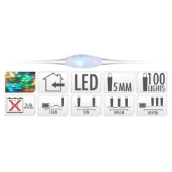 KOOPMAN Ghirlande Di Luci-Ghirlanda luminosa Micro LED 5 m 100 LED CA a pile