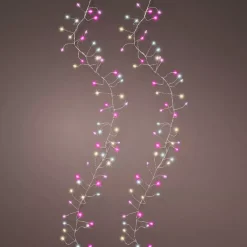 KAEMINGK Ghirlande Di Luci-Ghirlanda luminosa 6 m 480 Micro LED cavo argento Luxe Tricolore Rosa, bianco caldo e freddo