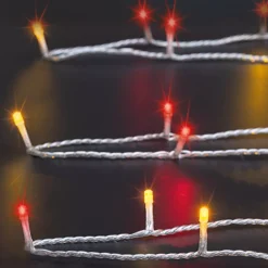 FEERIC LIGHTS Guilande Di Luci Grande Lunghezza|Ghirlande Di Luci-Ghirlanda luminosa Timer 50 m 500 LED cavo trasparente Bicolore Bianco caldo/rosso