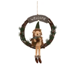 JJA Corona Di Natale-Ghirlanda natalizia (D33 cm) Welcome Riccio