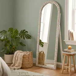 EMINZA Specchi-Grande specchio da appoggiare con cornice in legno (174 cm) Saguara