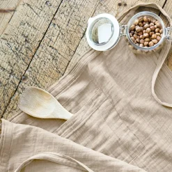 Grembiule con tasche garza di cotone Gaïa Beige pampa