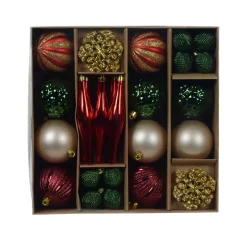 KAEMINGK Palline Di Natale-Kit di decorazione per albero di Natale Christmas rosso e oro