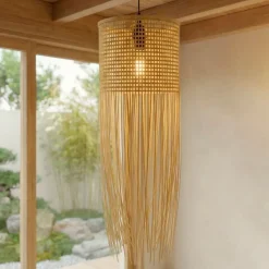 EMINZA Lampadari-Lampada a sospensione con frange in bambù (H85 cm) Maoki