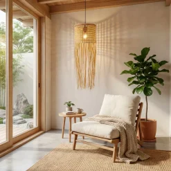 EMINZA Lampadari-Lampada a sospensione con frange in bambù (H85 cm) Maoki