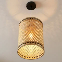 EMINZA Lampadari-Lampada a sospensione in bambù (H30 cm) Estepona Nero e