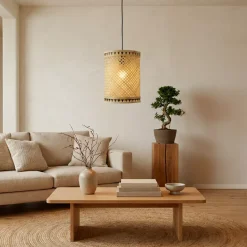 EMINZA Lampadari-Lampada a sospensione in bambù (H30 cm) Estepona Nero e