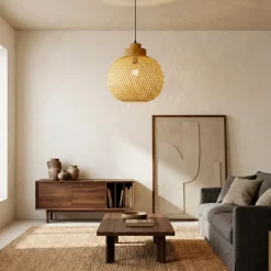 EMINZA Lampadari-Lampada a sospensione rotonda in bambù (D40 cm) Kahala