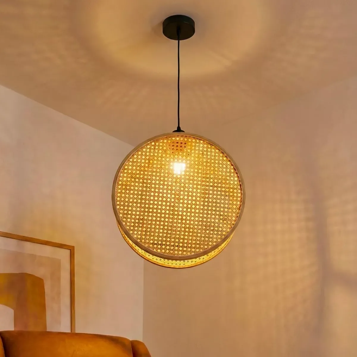EMINZA Lampadari-Lampada a sospensione rotonda in bambù (D40 cm) Oraya