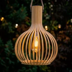 #N/A Luci Per Esterno-Lampada da giardino solare LED (40cm) Bambù naturale