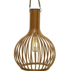 #N/A Luci Per Esterno-Lampada da giardino solare LED (40cm) Bambù naturale