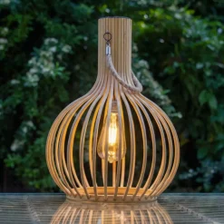 #N/A Luci Per Esterno-Lampada da giardino solare LED (40cm) Bambù naturale