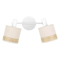 OSTARIA Lampade Da Parete-Lampada da parete 2 paralumi orientabili metallo e rattan (30 x 17 cm) Bohemia