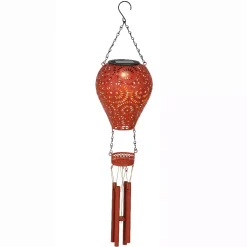 KAEMINGK Luci Per Esterno-Lampada solare a sospensione per giardino LED (H56 cm) Mongolfiera Rossa