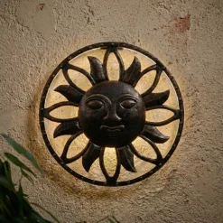 KAEMINGK Luci Per Esterno-Lampada solare da parete in metallo (D37 cm) Dio Sole patinato e bianco caldo