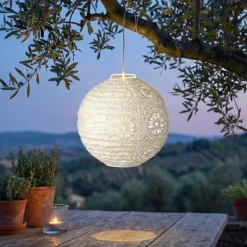 KAEMINGK Luci Per Esterno-Lanterna solare da giardino (H23 cm) Lanterna traforata Bianca