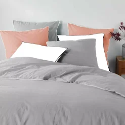 Lenzuolo con angoli cotone lavato (140 x 190 cm) Linette Grigio