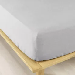 Lenzuolo con angoli flanella di cotone (140 cm) Théa Grigio chiaro