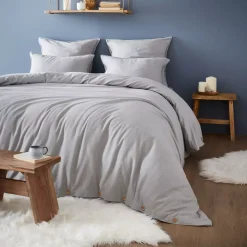 Lenzuolo con angoli flanella di cotone (140 cm) Théa Grigio chiaro