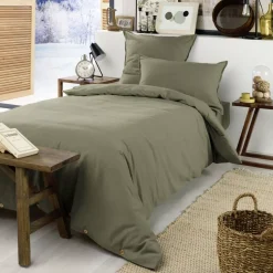 Lenzuolo con angoli flanella di cotone (90 x 200 cm) Nina Verde rosmarino