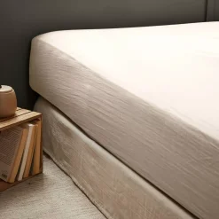 Lenzuolo con angoli garza di cotone (200 x 200 cm) Gaïa Beige pampa