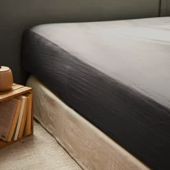 Lenzuolo con angoli garza di cotone (90 x 200 cm) Gaïa Grigio granito