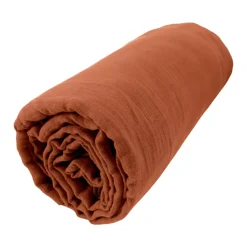 Lenzuolo con angoli garza di cotone (160 x 200 cm) Gaïa Terracotta