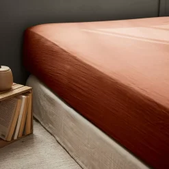 Lenzuolo con angoli garza di cotone (140 cm) Gaïa Terracotta