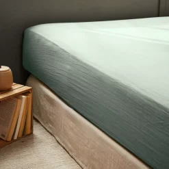Lenzuolo con angoli garza di cotone (140 x 200 cm) Gaïa Verde eucalipto