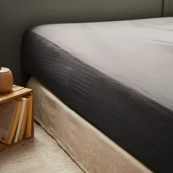 Lenzuolo con angoli garza di cotone (140 x 190 cm) Gaïa Grigio granito