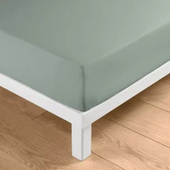 Lenzuolo con angoli in cotone lavato (160 x 200 cm) Linella Verde salvia