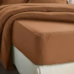 Lenzuolo con angoli in lyocell Tencel™ lavato (140 x 200 cm) Olivia Camel