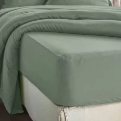 Lenzuolo con angoli in lyocell Tencel™ (90 x 200 cm) Olivia Verde eucalipto