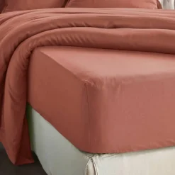 Lenzuolo con angoli in lyocell Tencel™ (200 x 200 cm) Olivia Terracotta