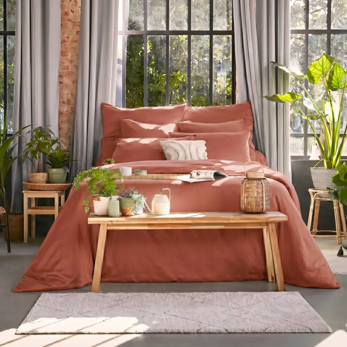 Lenzuolo con angoli in lyocell Tencel™ (140 x 190 cm) Olivia Terracotta