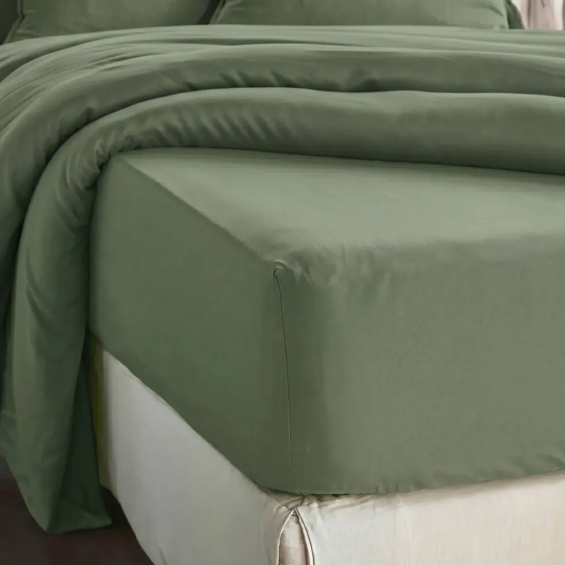 EMINZA Lenzuola Con Angoli-Lenzuolo con angoli in lyocell Tencel™ (90 x 200 cm) Olivia Rosmarino Verde