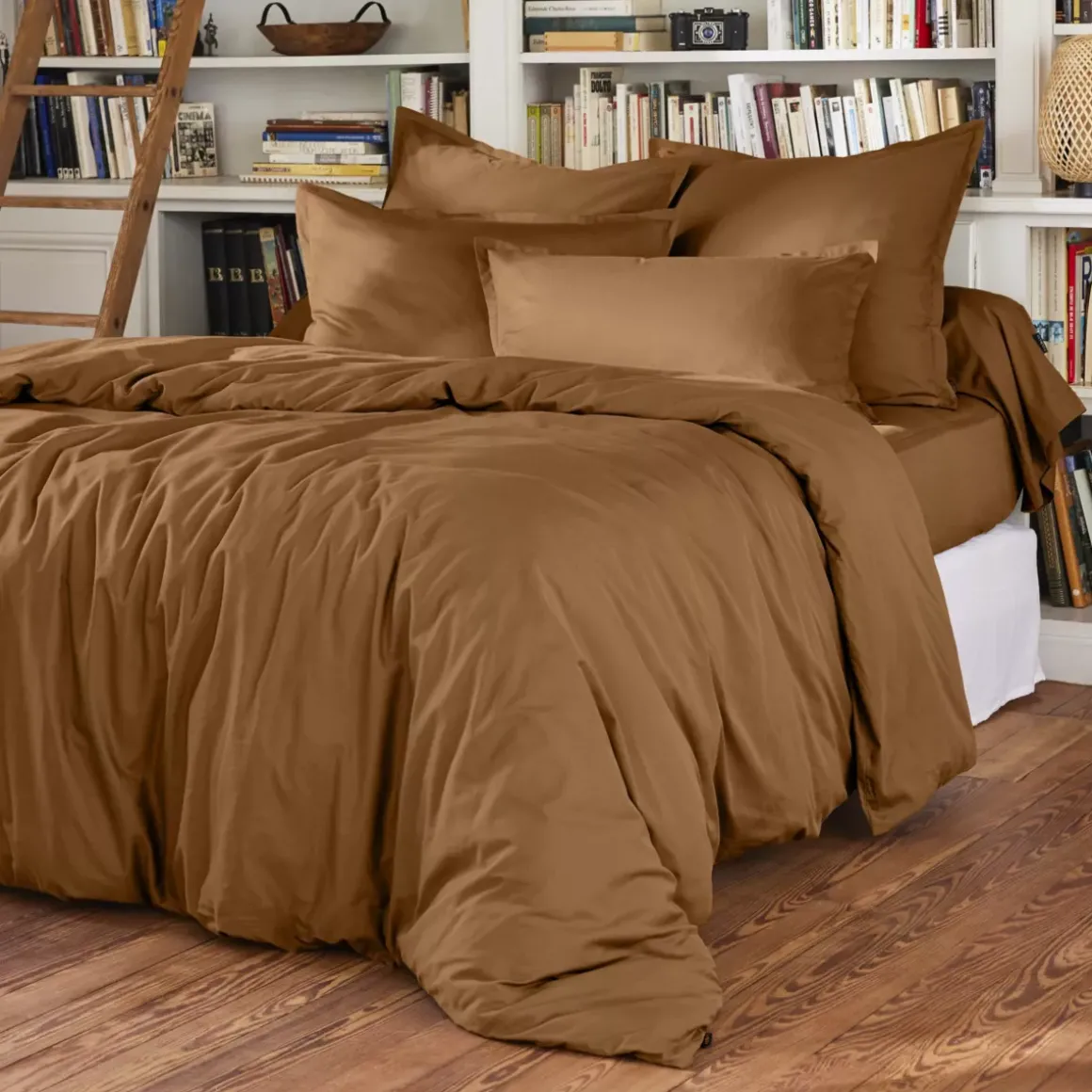 Lenzuolo con angoli in percalle di cotone (90 x 190 cm) Cali Camel