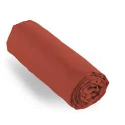 Lenzuolo con angoli in percalle di cotone (90 x 200 cm) Cali Terracotta