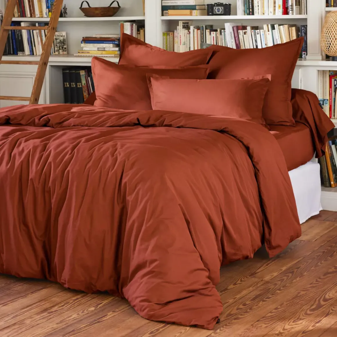 Lenzuolo con angoli in percalle di cotone (90 x 200 cm) Cali Terracotta