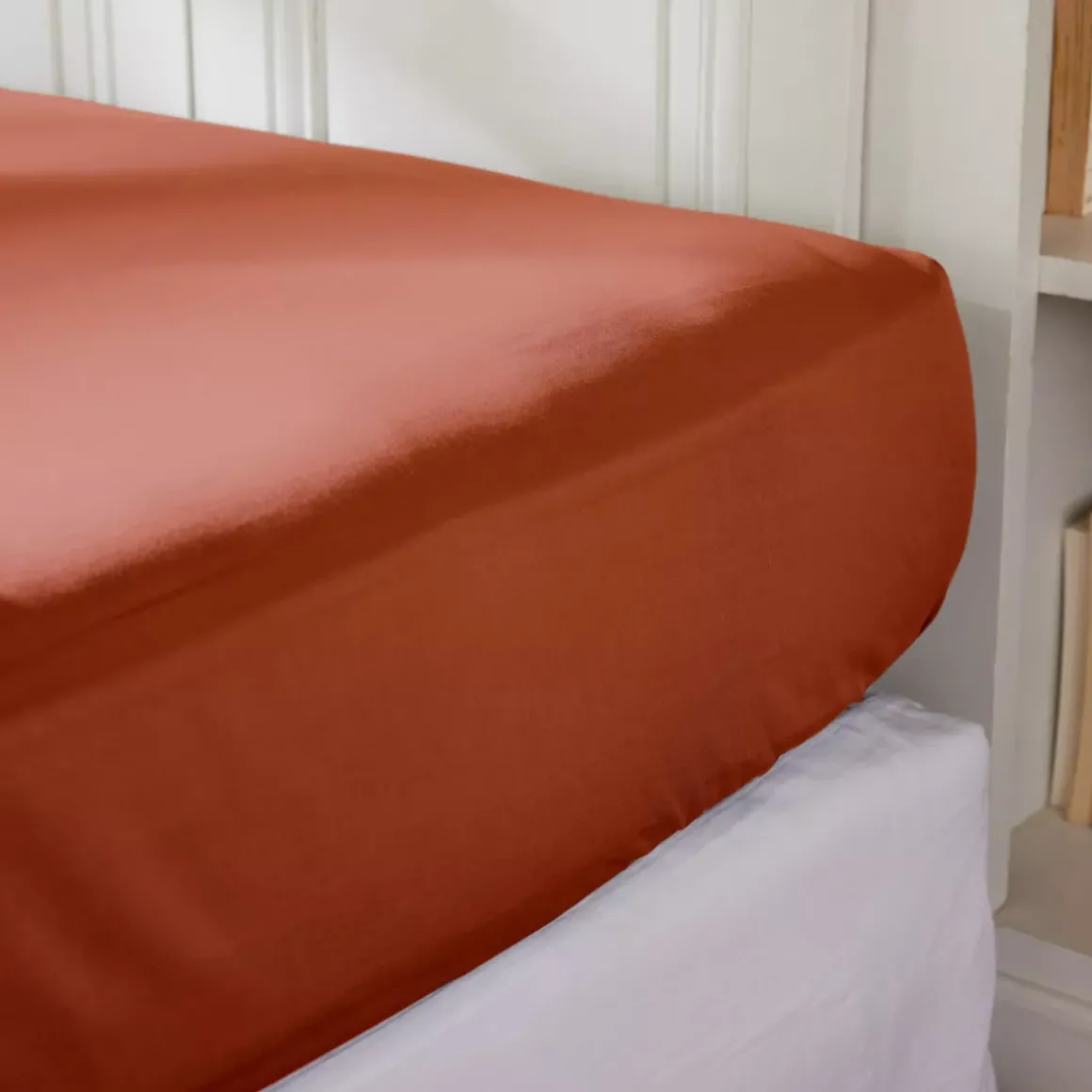 Lenzuolo con angoli in percalle di cotone (90 x 200 cm) Cali Terracotta