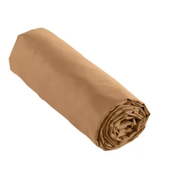 Lenzuolo con angoli in percalle di cotone (160 x 200 cm) Cali Camel