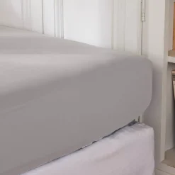 Lenzuolo con angoli percalle di cotone (200 cm) Cali Grigio chiaro