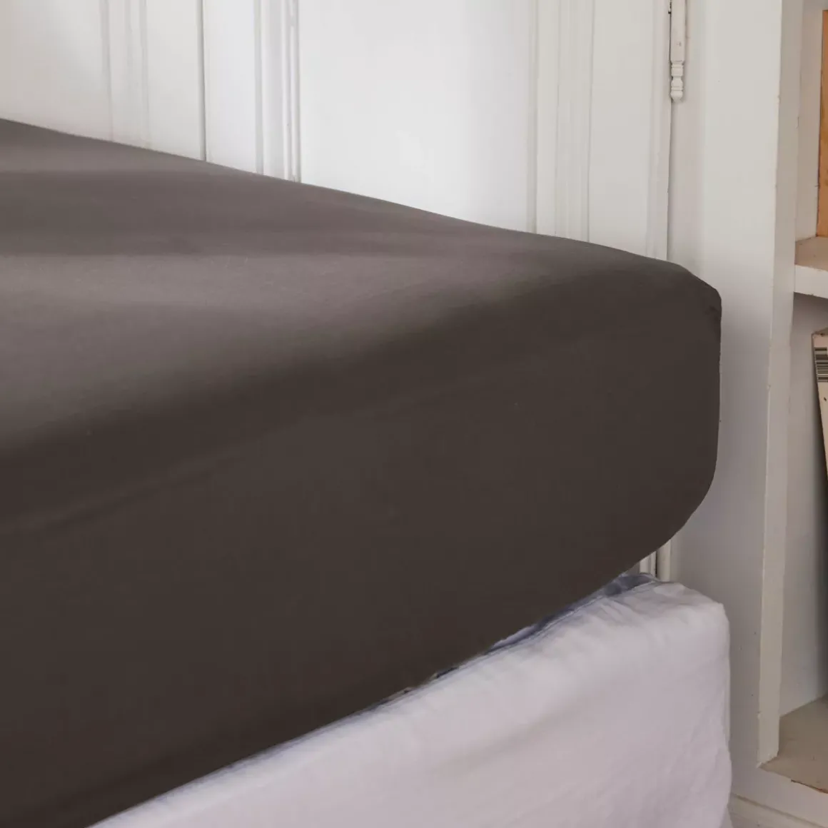 Lenzuolo con angoli percalle di cotone (200 cm) Cali Grigio antracite