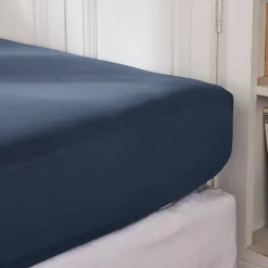 Lenzuolo con angoli percalle di cotone (140 cm) Cali Blu marino