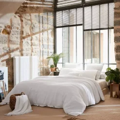 Lenzuolo sopra garza di cotone (270 x 300 cm) Gaïa Bianco chantilly