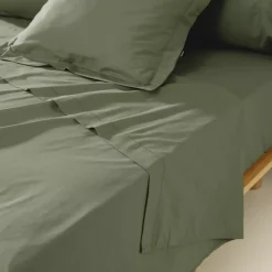 Lenzuolo sopra percalle di cotone (240 x 300 cm) Cali Verde rosmarino