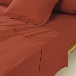 Lenzuolo sopra percalle di cotone (270 x 300 cm) Cali Terracotta