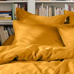 Lenzuolo sopra percalle di cotone (270 x 300 cm) Cali Giallo senape